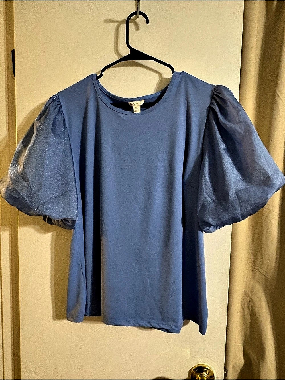 Cato Blue Puff Sleeve Blouse Size XL Like New